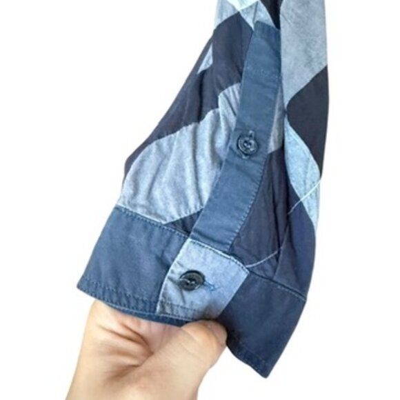 Burberry Brit Womens Cotton Checkered Print Button-Up Blouse Blue Size S Tunic - Picture 10 of 16